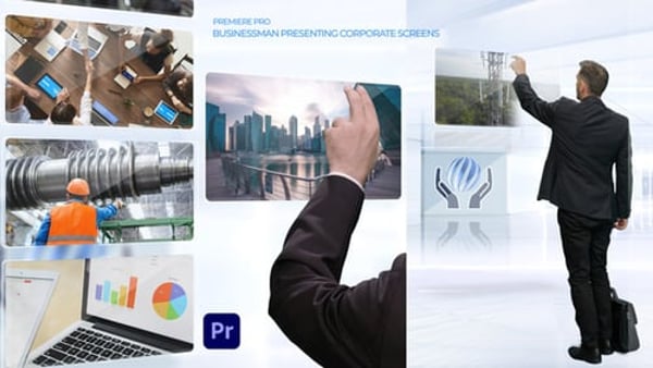 Businessman Presenting Corporate Screens