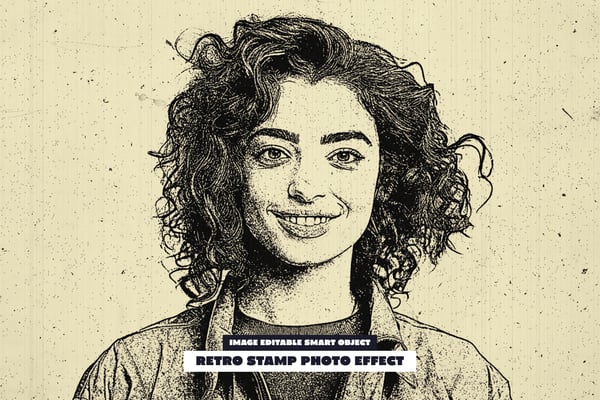 Retro Stamp Photo Effect