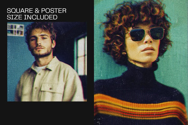 Grunge Print Square And Poster Photo Effect
