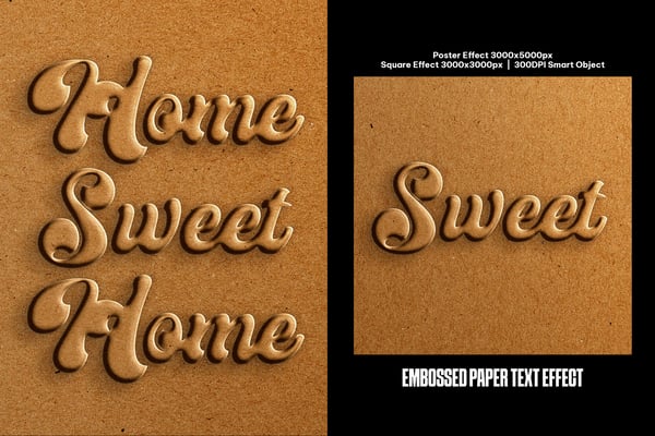 Embossed Paper Square And Poster Text Effect
