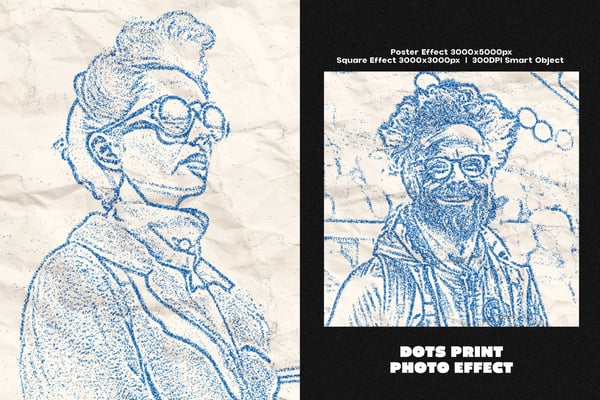 Dots Print Square And Poster Photo Effect