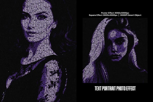 Text Portrait Square And Poster Photo Effect