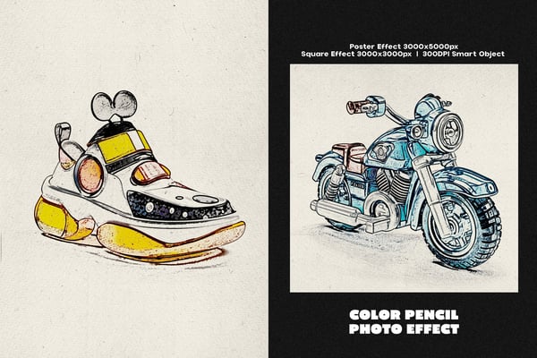 Color Pencil Square And Poster Photo Effect