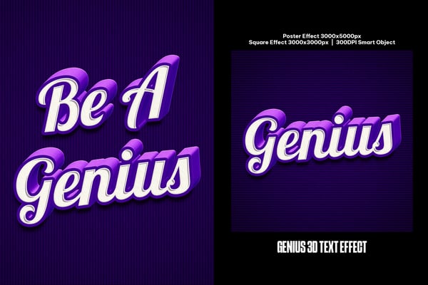 Genius 3D Square And Poster Text Effect