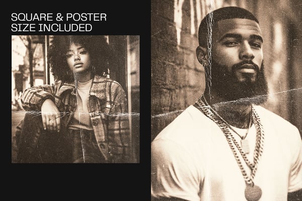 Retro Paper Square And Poster Photo Effect