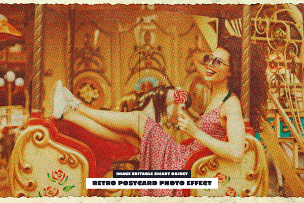 Retro Postcard Photo Effect
