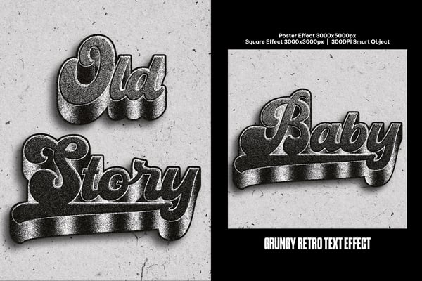 Grungy Retro Square And Poster Text Effect