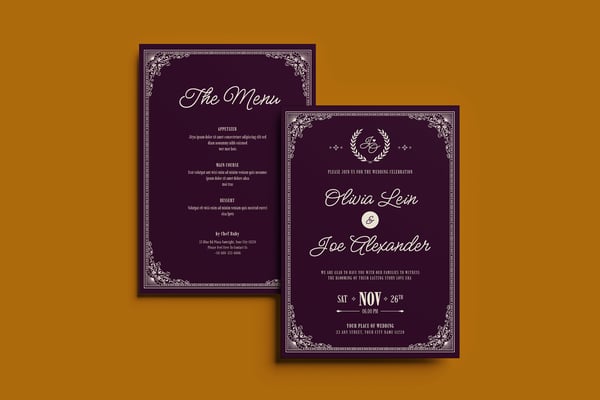 Art Deco Wedding Invitation Template