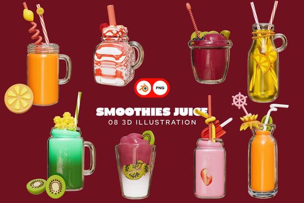 Free Smoothies Juice 3D Illustration Pack