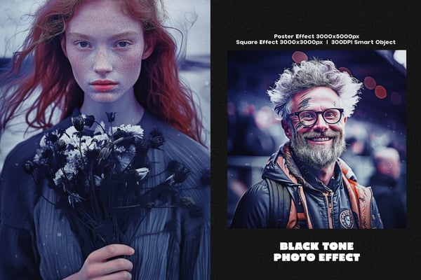 Black Tone Square And Poster Photo Effect