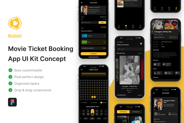 Bobbi - Movie Ticket Booking App UI Kit