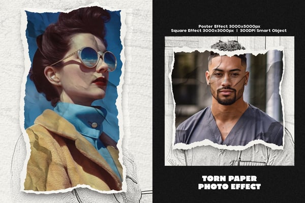 Torn Paper Square And Poster Photo Effect