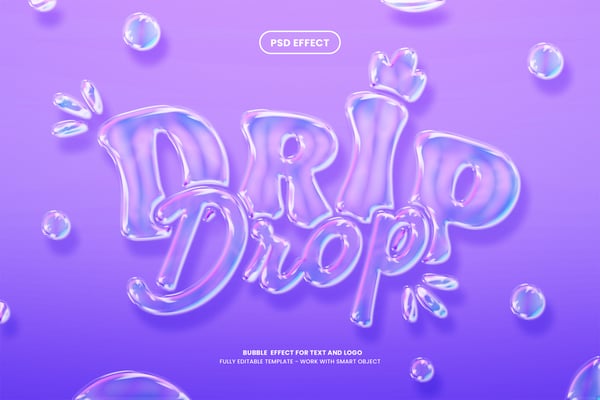 Vibrant Bubble Glass Text Effect
