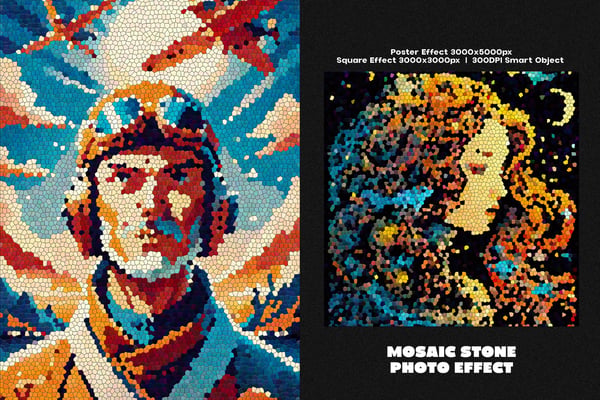 Mosaic Stone Square And Poster Photo Effect