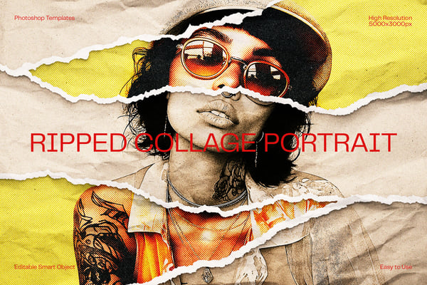 Ripped Collage Portrait Photo Effect