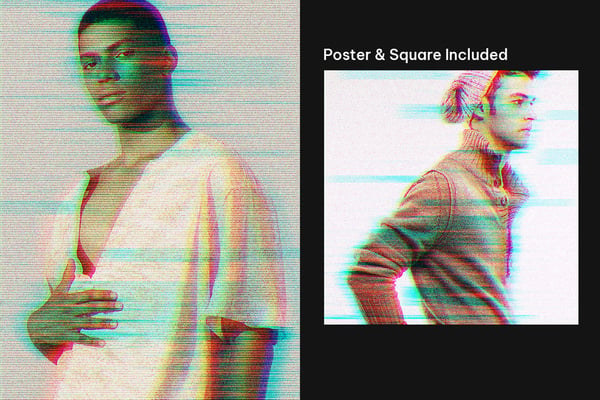 Glitch Blurred Square And Poster Photo Effect