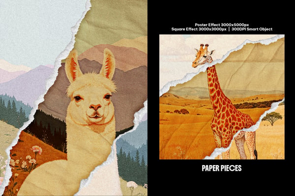 Paper Pieces Square And Poster Photo Effect