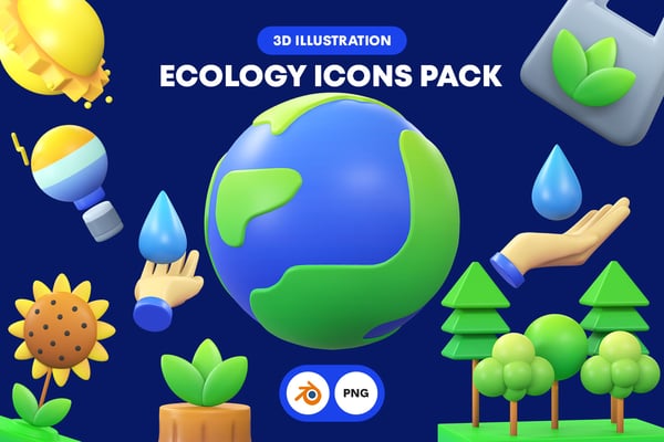 Free 3D Icons Ecology Pack