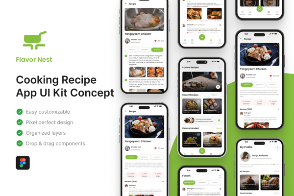 Flavor Nest - Cooking Recipe App UI Kit