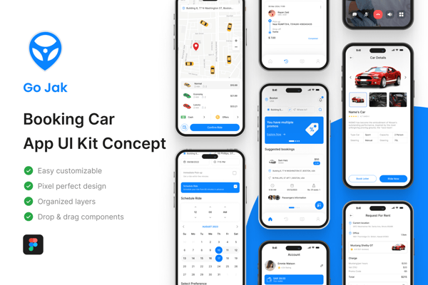 Go Jak - Booking Car App UI Kit