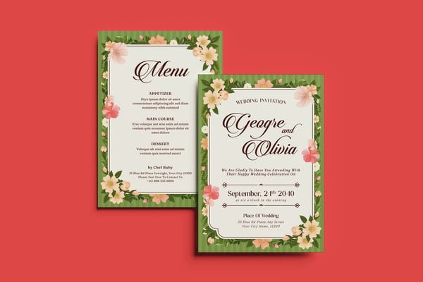 Flowerid Wedding Invitation Template