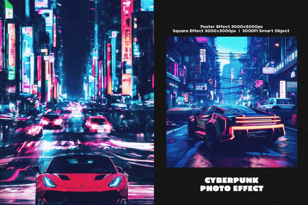 Cyberpunk Square And Poster Photo Effect