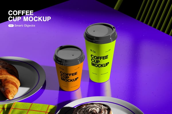 Cafe Coffee Cups Mockup