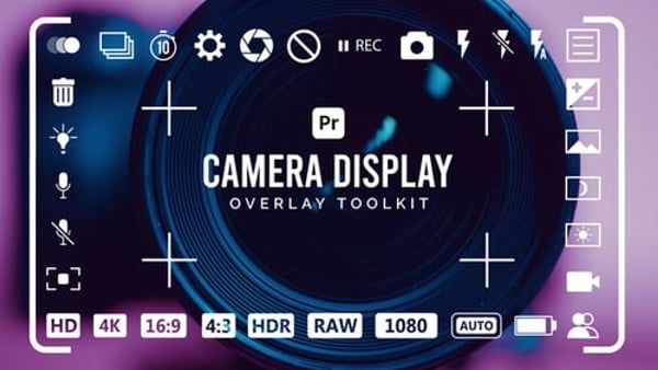 Camera Viewfinder Overlays for Premiere Pro | 32 Icons, 4K/HD MOGRT