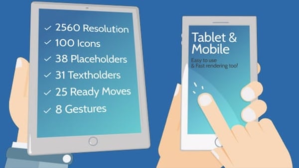 Cartoony App Promo for After Effects with Hands, Gestures and Flat Icons