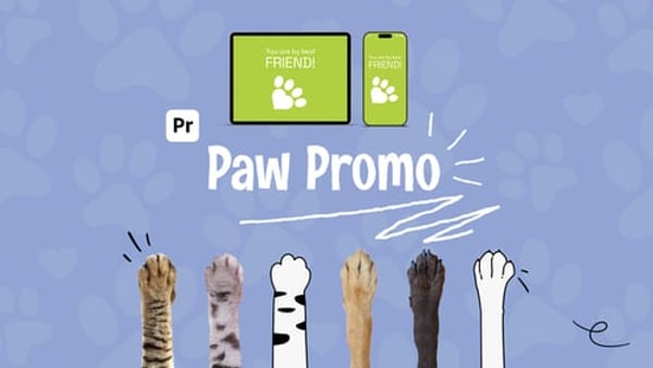 Cat & Dog Paw Gesture Animations for Pet Apps – Premiere Pro Template