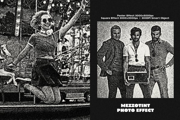 Mezzotint Square And Poster Photo Effect