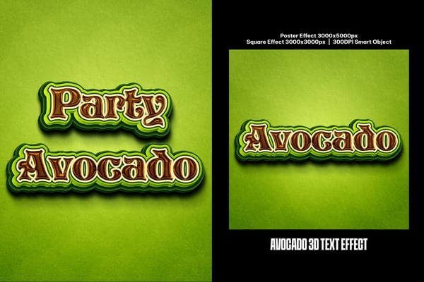 Avocado 3D Square And Poster Text Effect