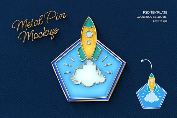 Enamel Metal Pin Mockup