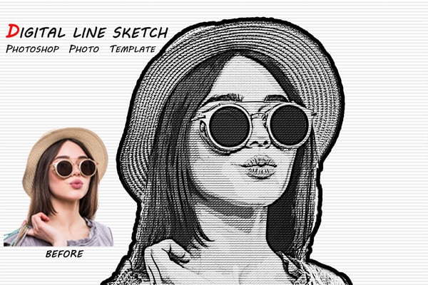Free Digital Line Sketch Photo Effect