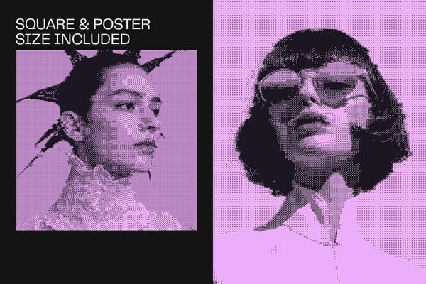 Dithering Bitmap Square And Poster Photo Effect