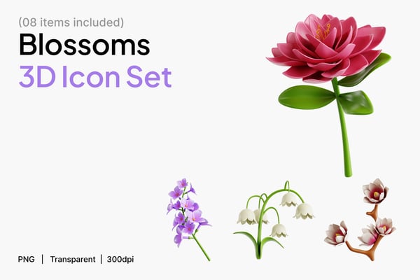 Blossoms 3D Icon Set