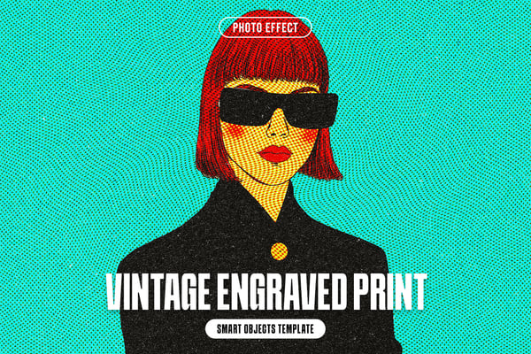 Vintage Engraved Print Photo Effect