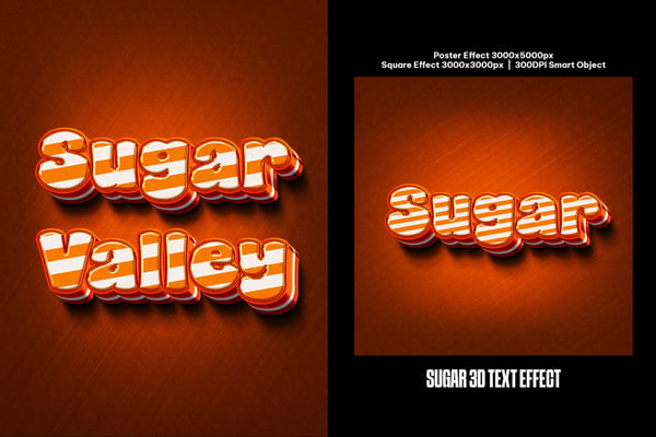 Sugar 3D Square And Poster Text Effect