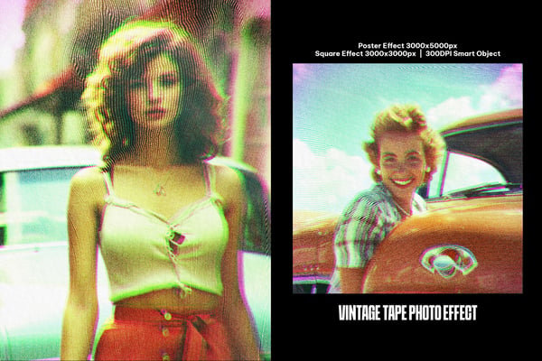 Vintage Tape Square And Poster Photo Effect