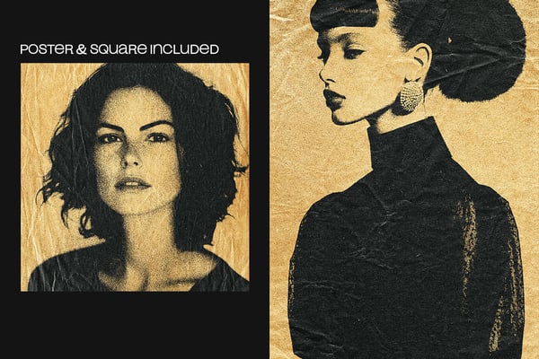 Vintage Grainy Square And Poster Photo Effect
