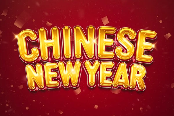 Chinese New Year Balloon Gold Text Effect - Festive PSD Template