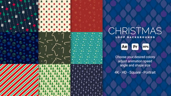 Christmas Loop Backgrounds for After Effects & Premiere Pro – 10 Festive Designs