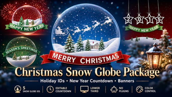 Christmas Snow Globe Package with Holiday IDs, New Year Countdown and Banners