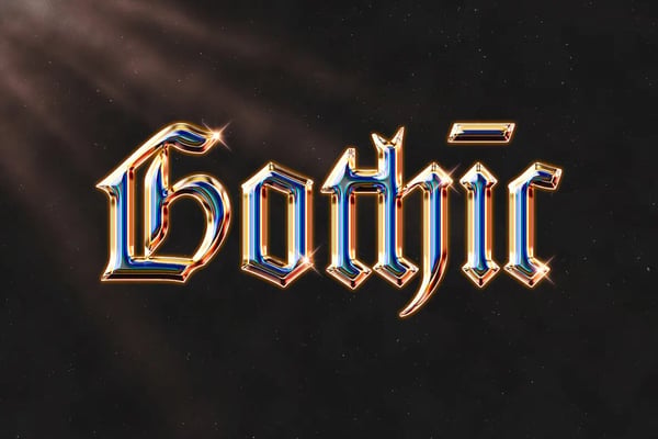 Chrome Gothic Text Effect - Lux Metal Blackletter PSD Template