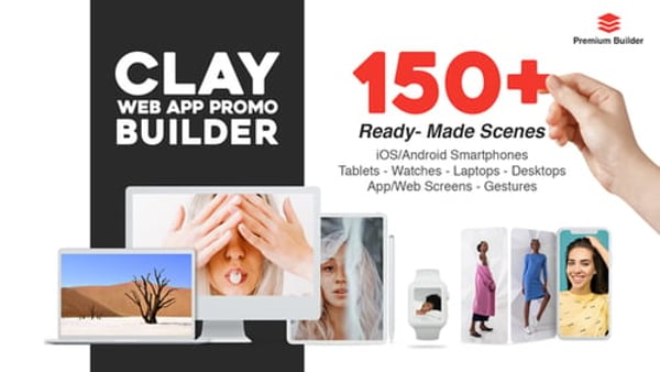 Clay Web & App Promo Builder for After Effects – 150+ Device Mockup Scenes