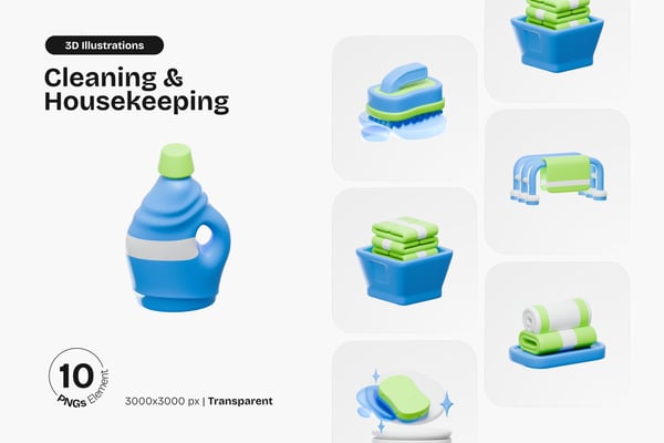 Cleaning & Housekeeping 3D Icon Pack