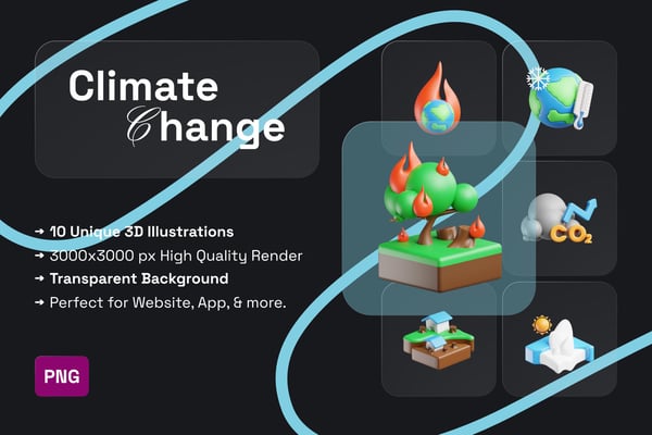 Climate Change 3D Icon Pack