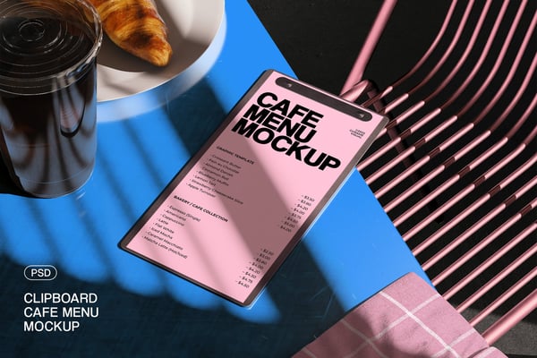 Clipboard Cafe Menu Mockup