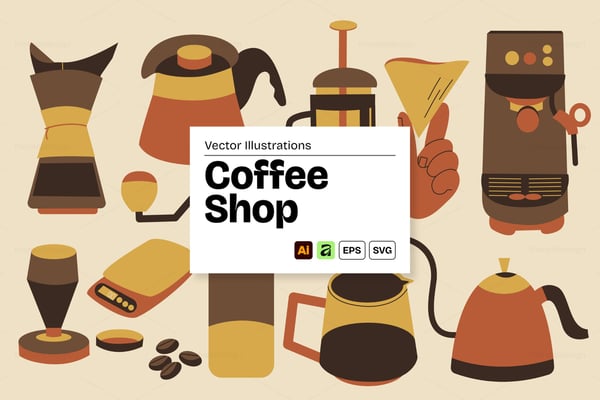 Coffee Shop Vector Element Set - Vol. 01