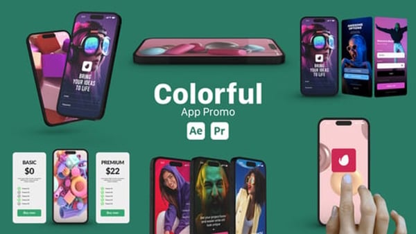 Colorful Smartphone App Promo for After Effects & Premiere Pro – MOGRT Mockup